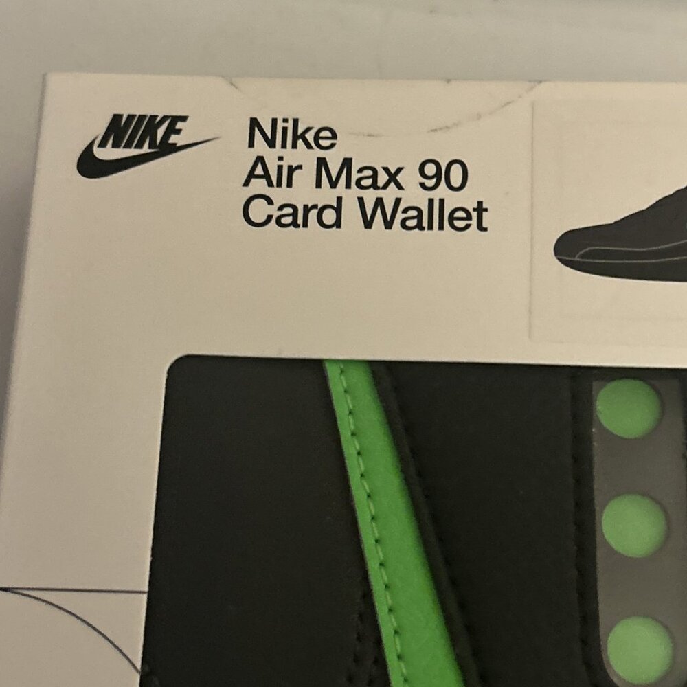 Nike Icon Air Max 90s Shoe Style Card I.D. Wallet Black/Lime Sports Athletic New - Picture 3 of 7